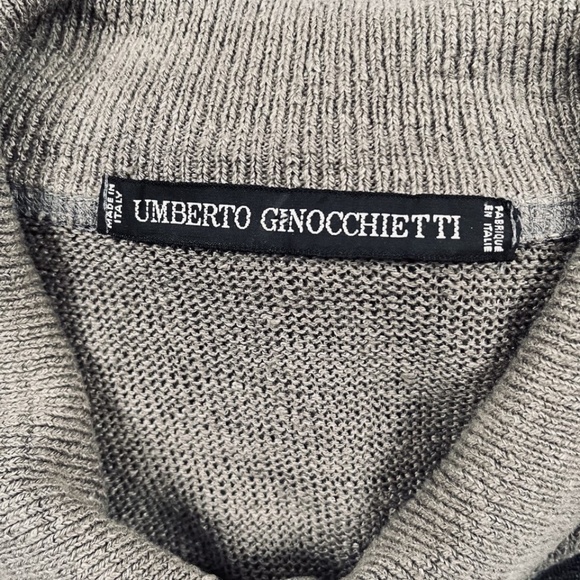 Umberto Ginocchietti Men's 100% Linen Sweater 1/4 Button Pullover Olive Italy XL - Picture 6 of 9
